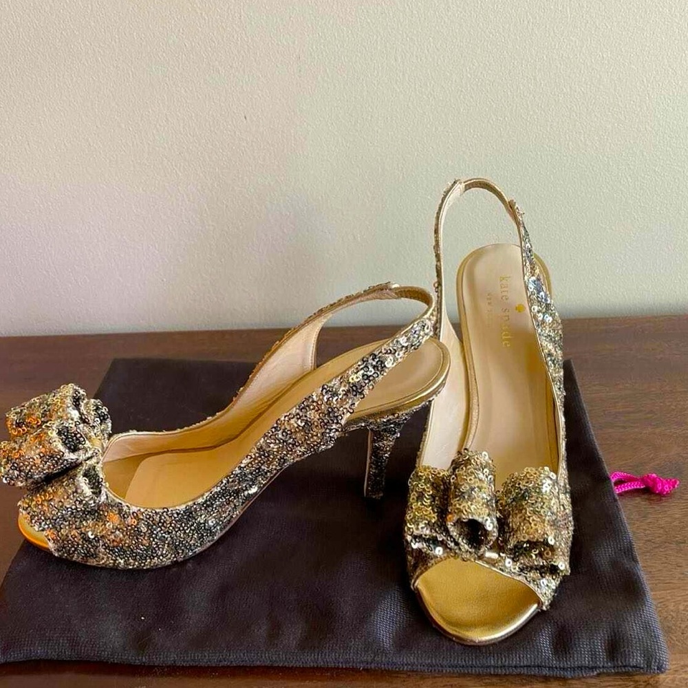 Kate spade gold sequin high heels